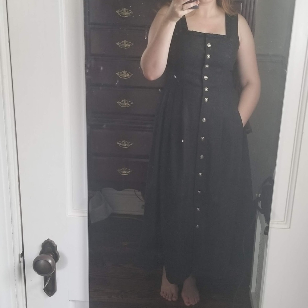 Vintage German Drindl Button-Front Maxi Dress Jeansi Trachten Bavarian Dress